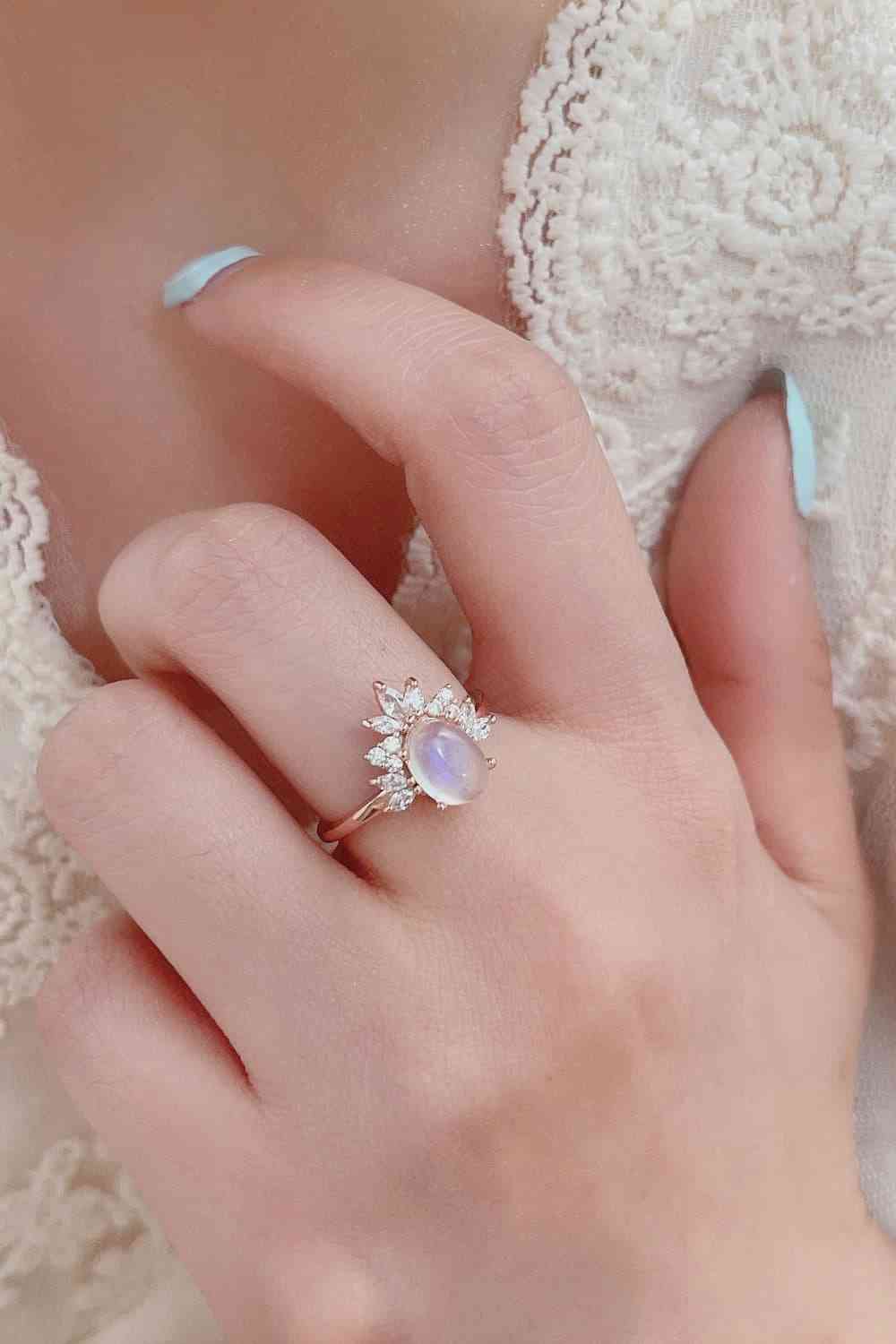 Diva Rose gold Natural Moonstone Ring