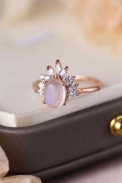 Diva Rose gold Natural Moonstone Ring