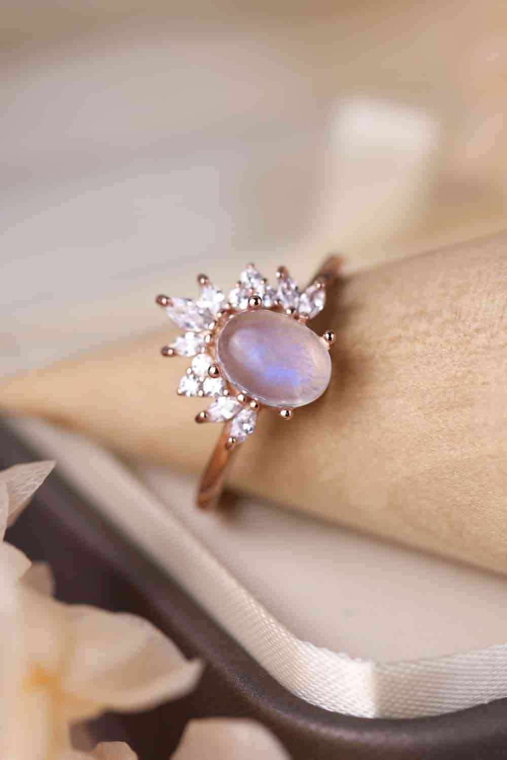 Diva Rose gold Natural Moonstone Ring