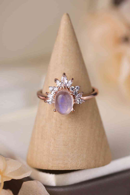 Diva Rose gold Natural Moonstone Ring