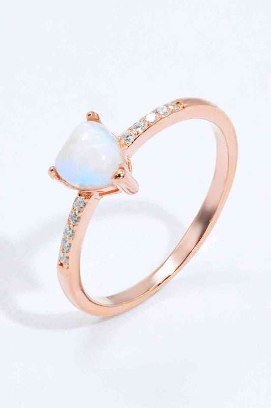 Open Heart Natural Moonstone Ring