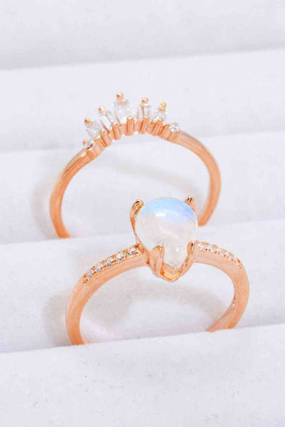 Elana Two-Piece Moonstone Ring Set