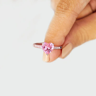 Pink Heart Rose Gold  Ring