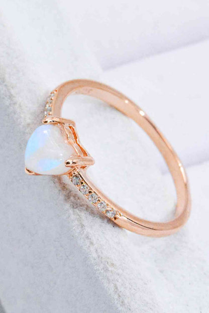 Open Heart Natural Moonstone Ring