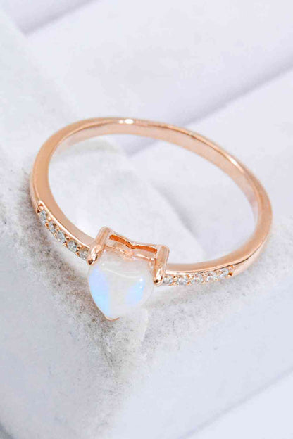 Open Heart Natural Moonstone Ring